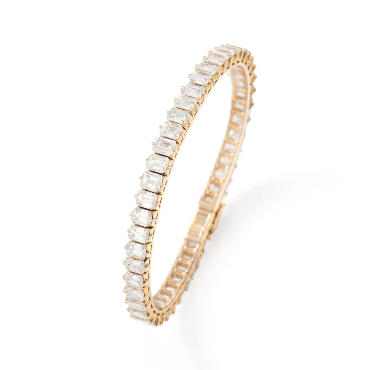 Bracelet Ligne tennis en or jaune, platine et diamants