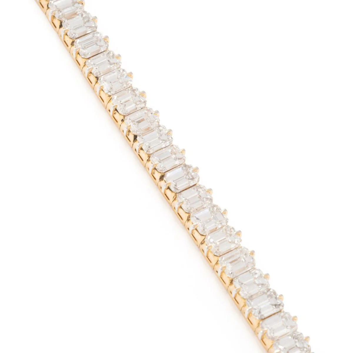 Bracelet Ligne tennis en or jaune, platine et diamants - Image 3
