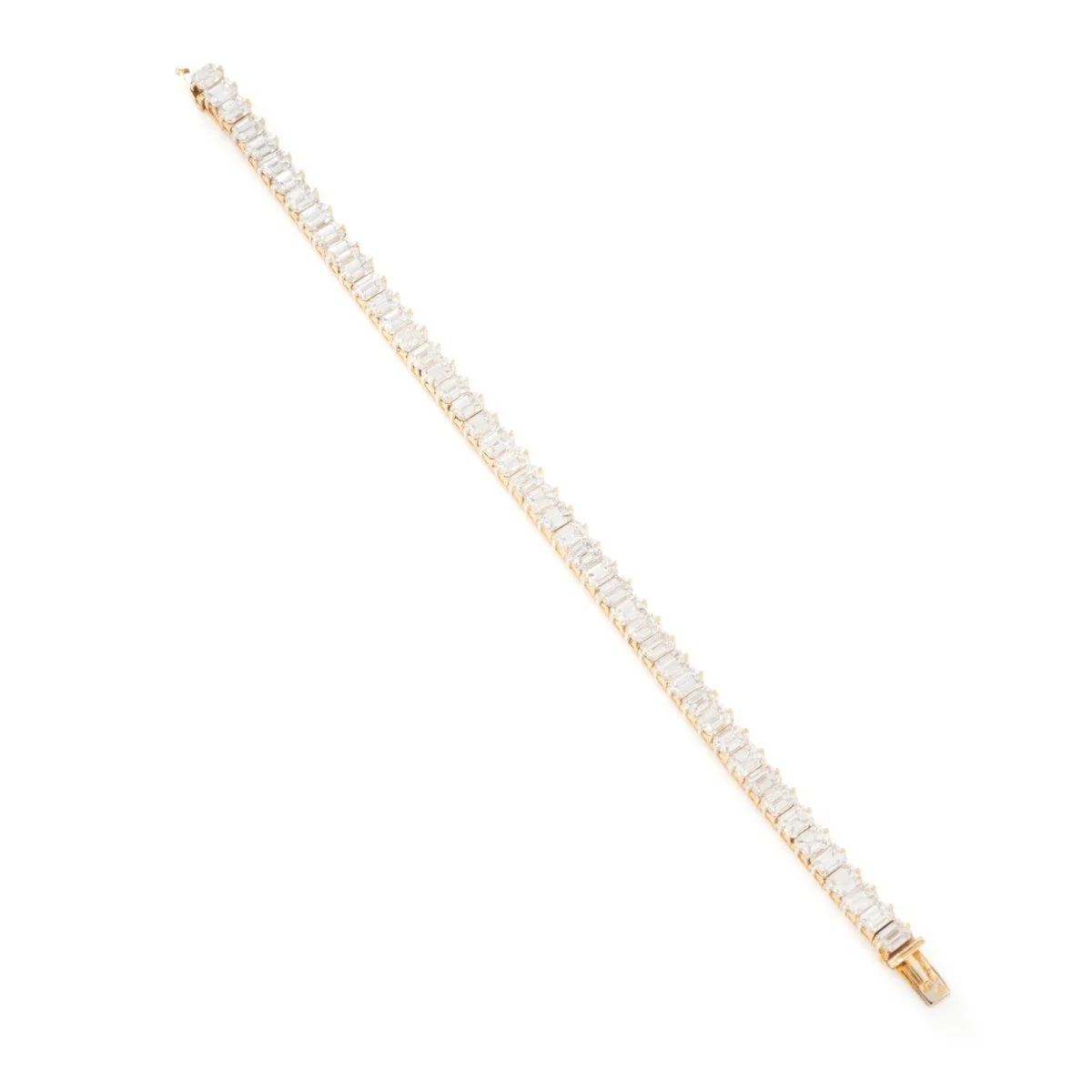 Bracelet Ligne tennis en or jaune, platine et diamants - Image 4