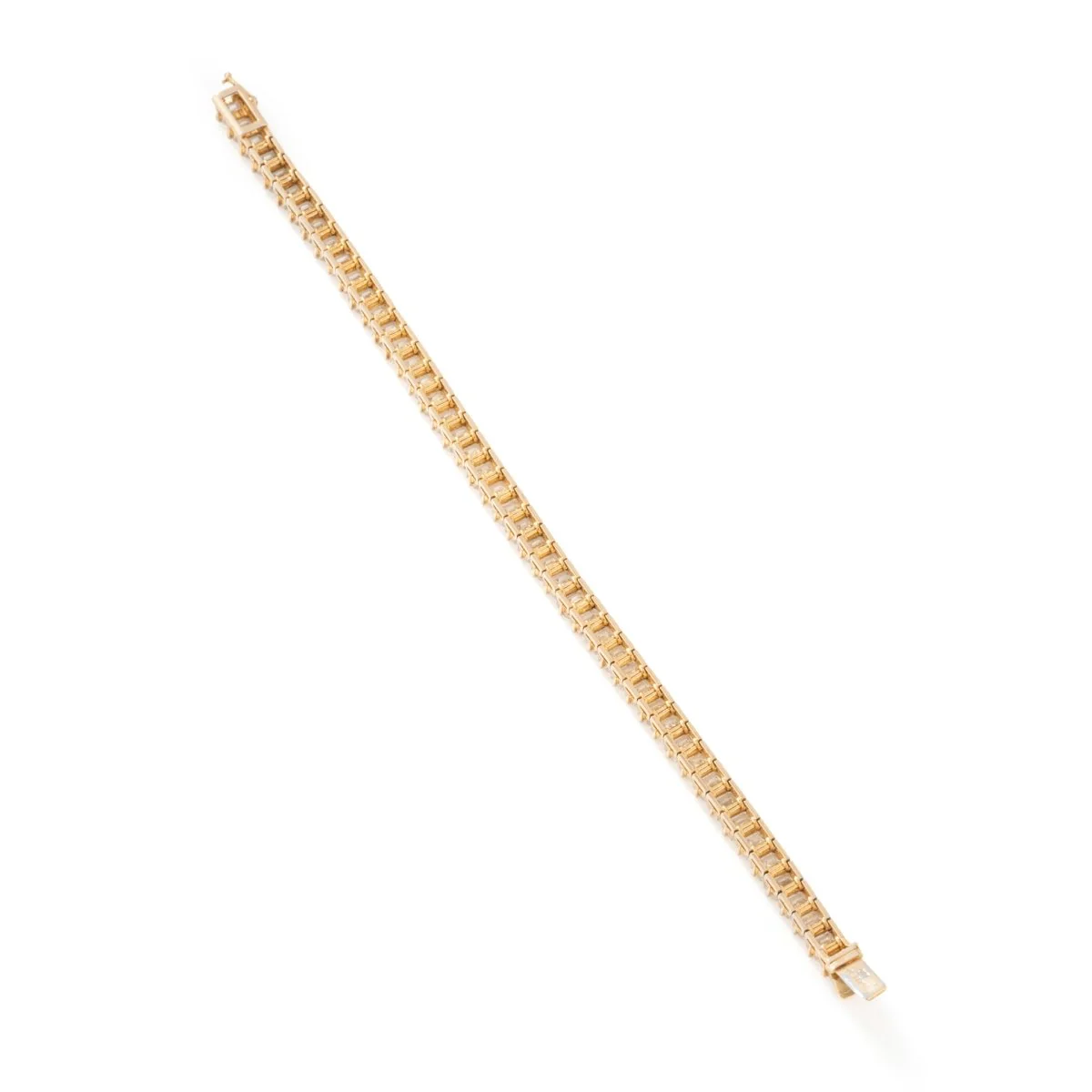 Bracelet Ligne tennis en or jaune, platine et diamants - Image 5