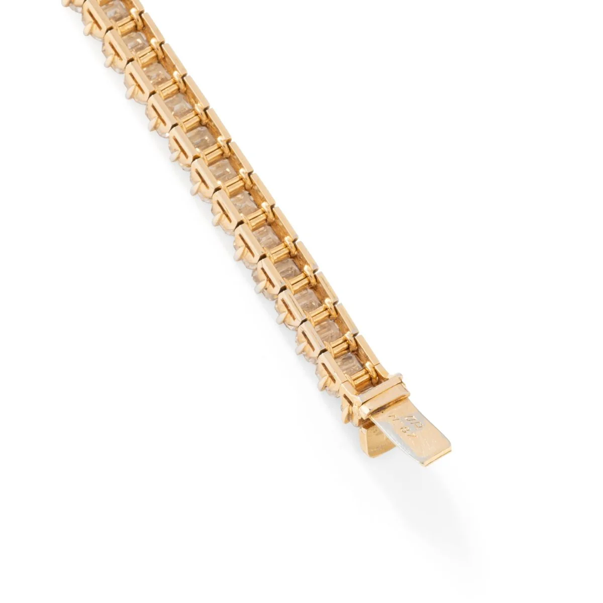 Bracelet Ligne tennis en or jaune, platine et diamants - Image 6