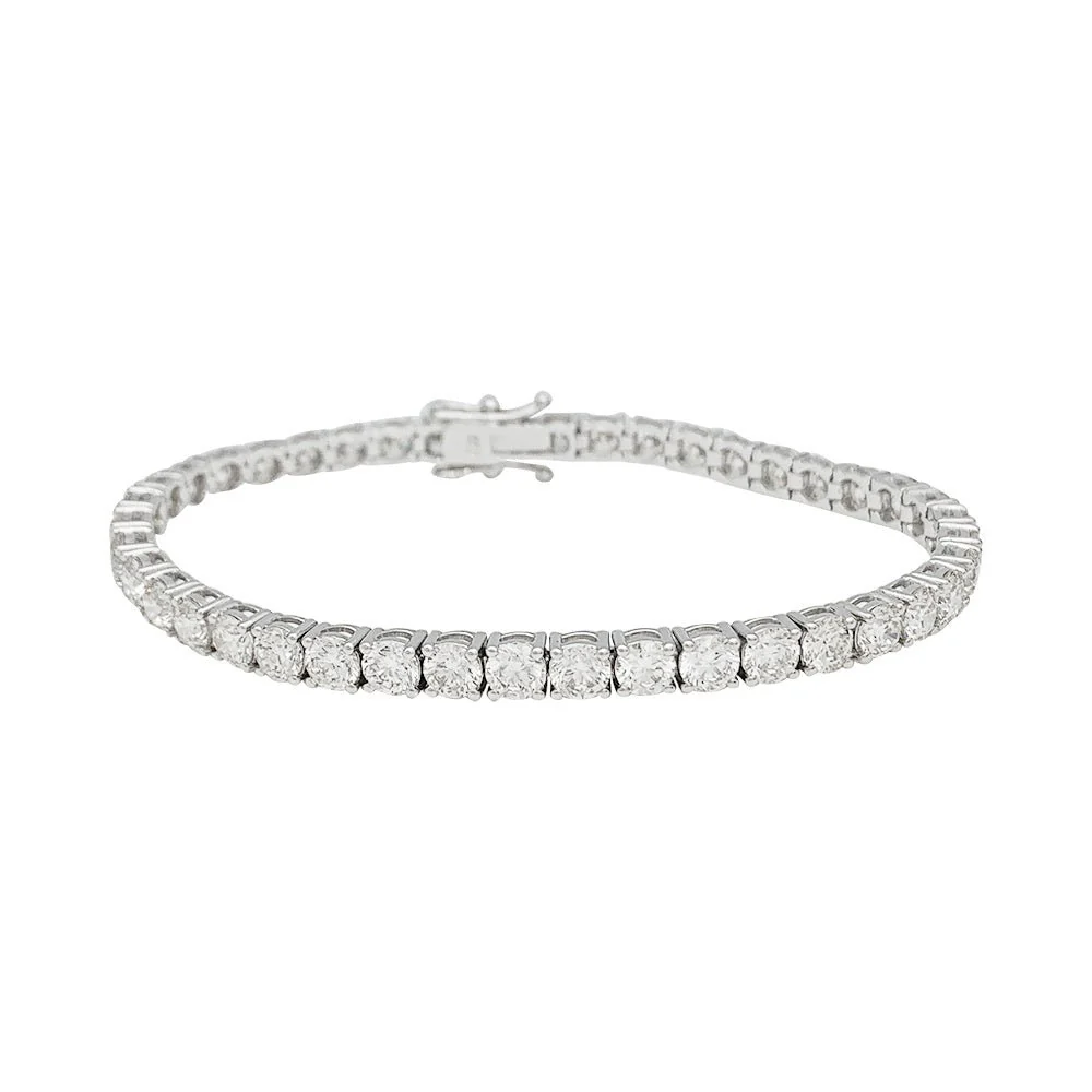 Bracelet ligne tennis or blanc et diamants - Image 3