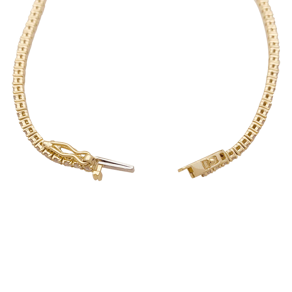Bracelet ligne tennis or jaune, diamants. - Image 3