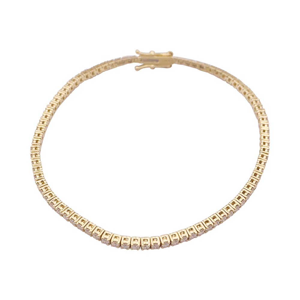 Bracelet ligne tennis or jaune, diamants. - Image 5