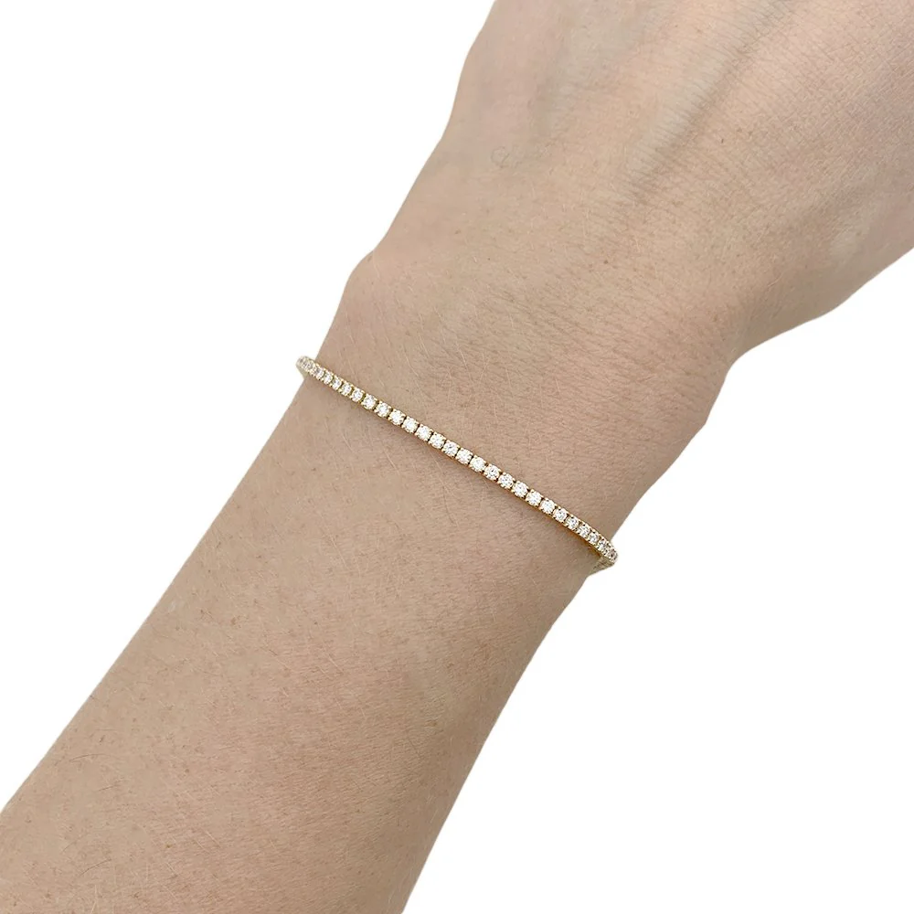 Bracelet Ligne tennis en or jaune et diamants - Image 2