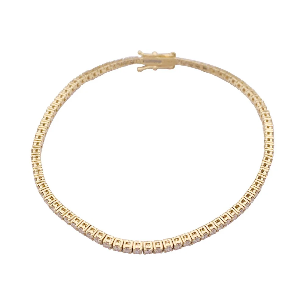 Bracelet Ligne tennis en or jaune et diamants - Image 5