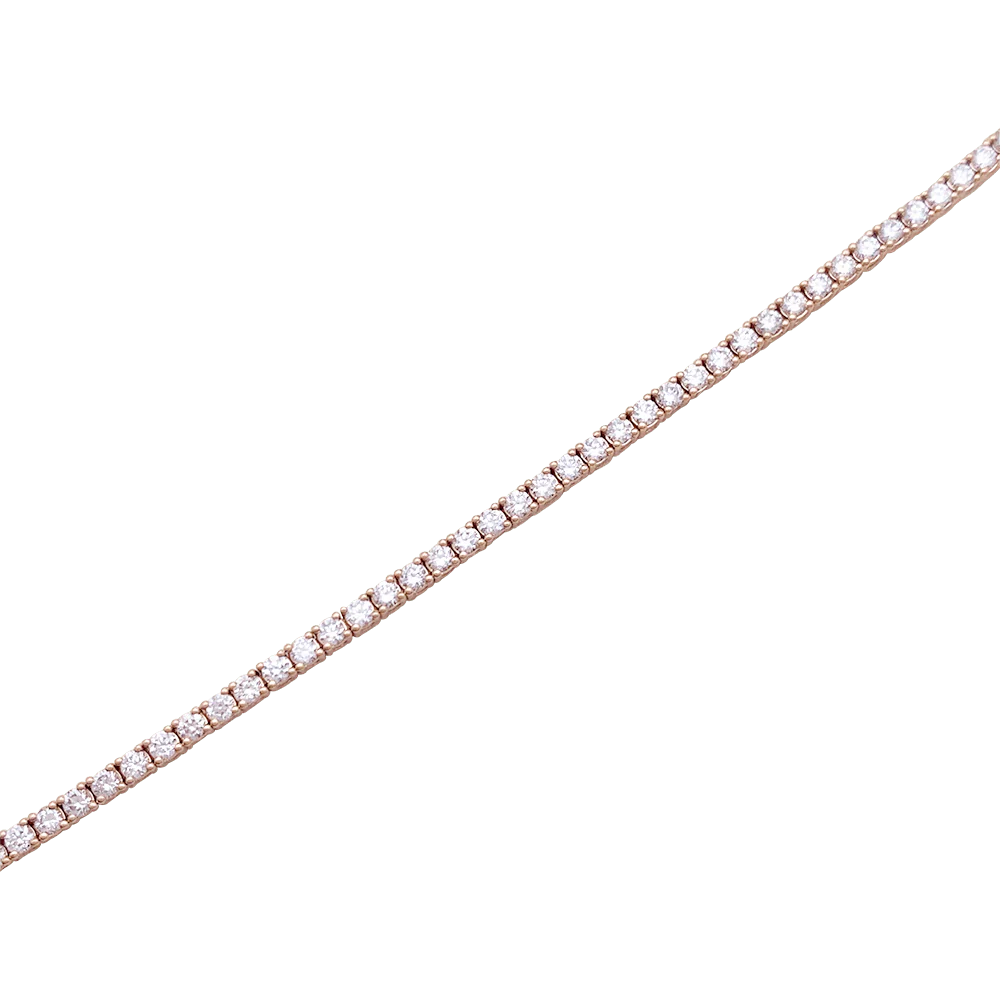 Bracelet ligne tennis en or rose, diamants. - Image 3