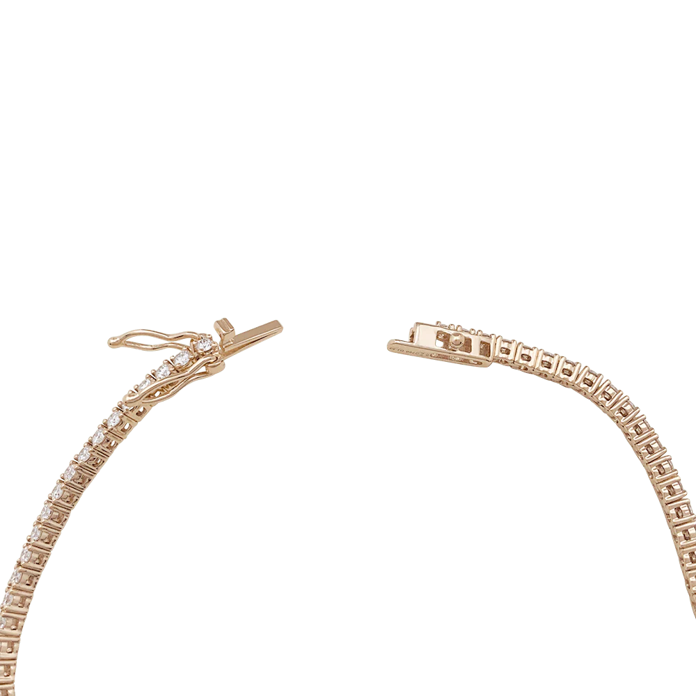 Bracelet ligne tennis en or rose, diamants. - Image 4