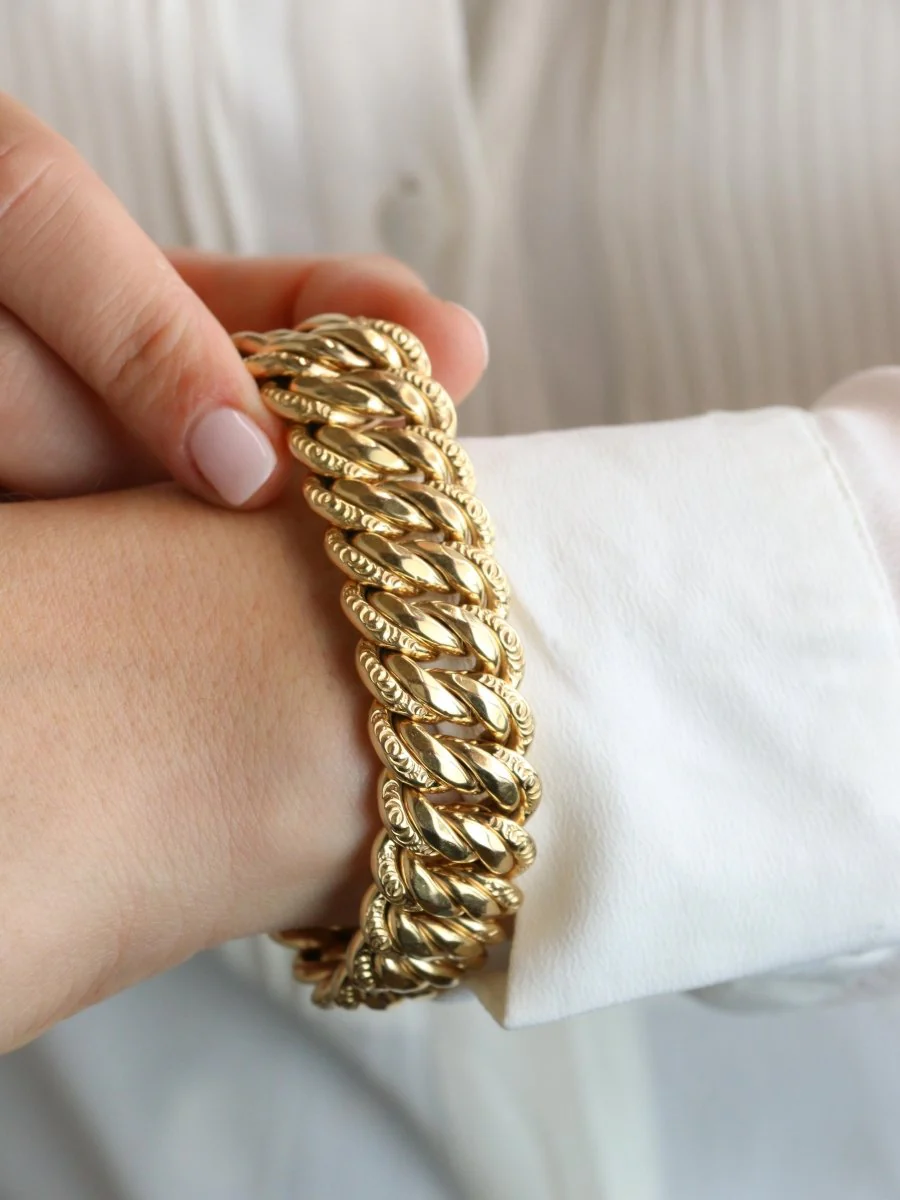 Bracelet maille américaine or jaune 2 cm - Image 2