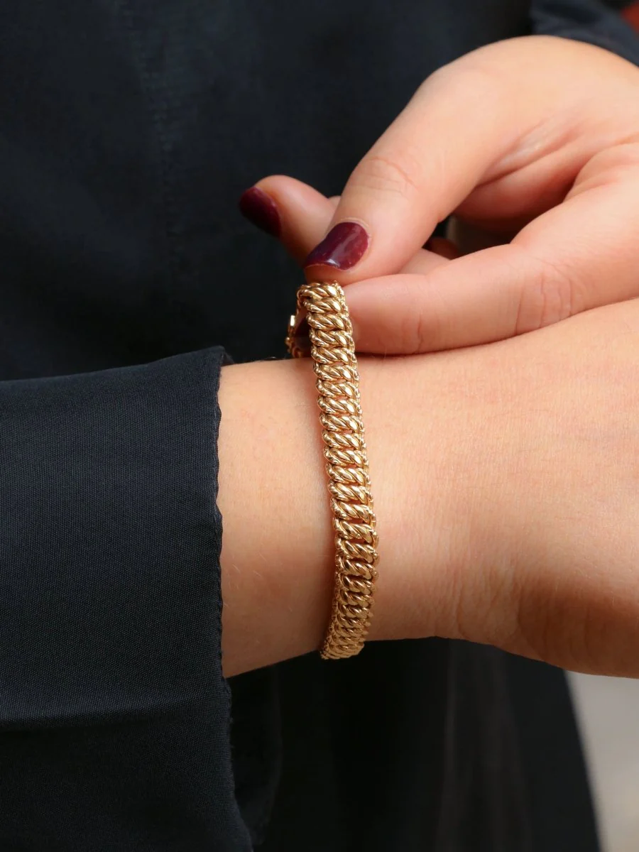 Bracelet maille américaine or jaune 0.8 cm - Image 2