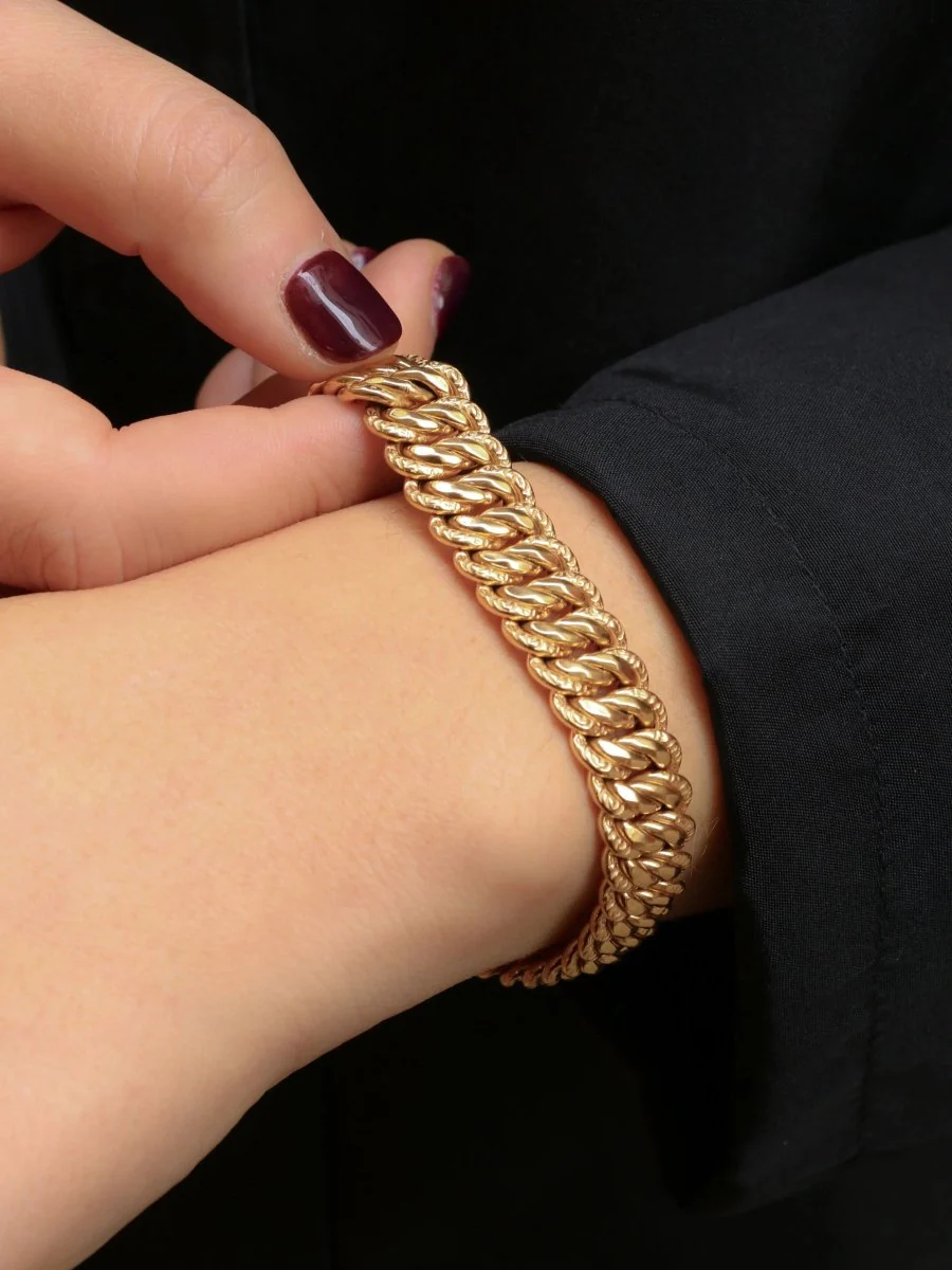 Bracelet maille américaine or jaune 1.3 cm - Image 2