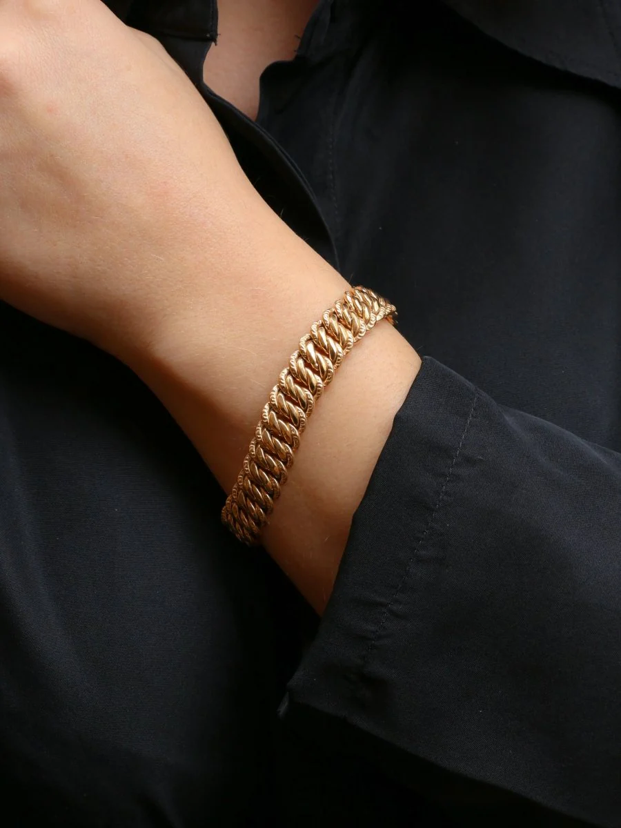 Bracelet maille américaine or jaune 1.3 cm - Image 9