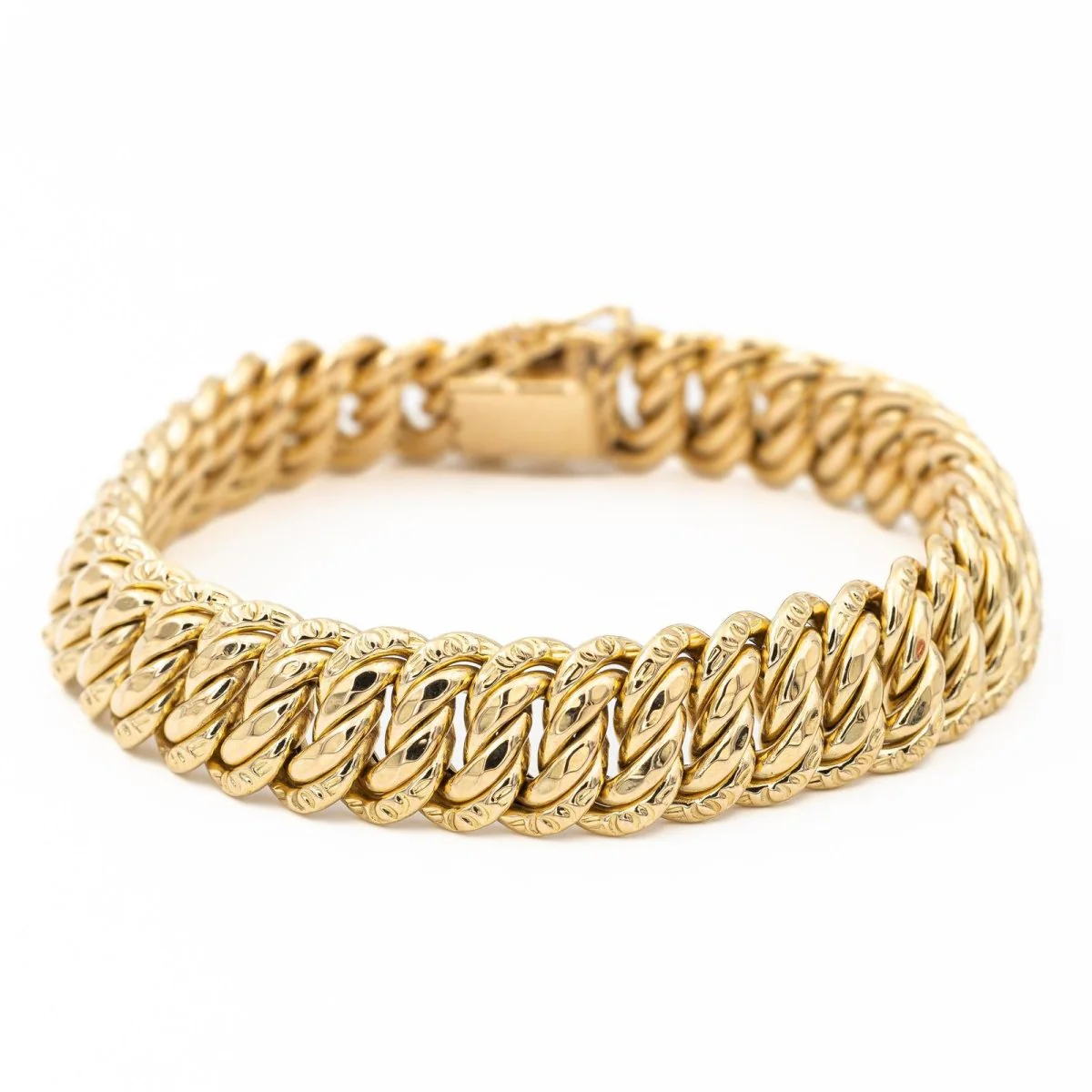 Bracelet Gourmette maille américaine en or jaune