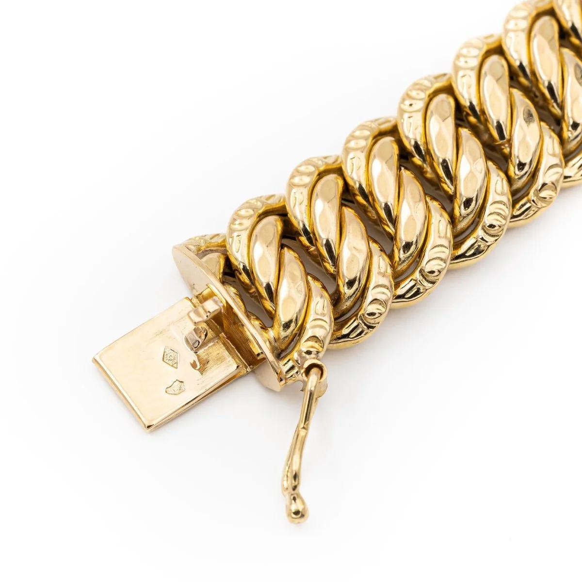 Bracelet Gourmette maille américaine en or jaune - Image 6