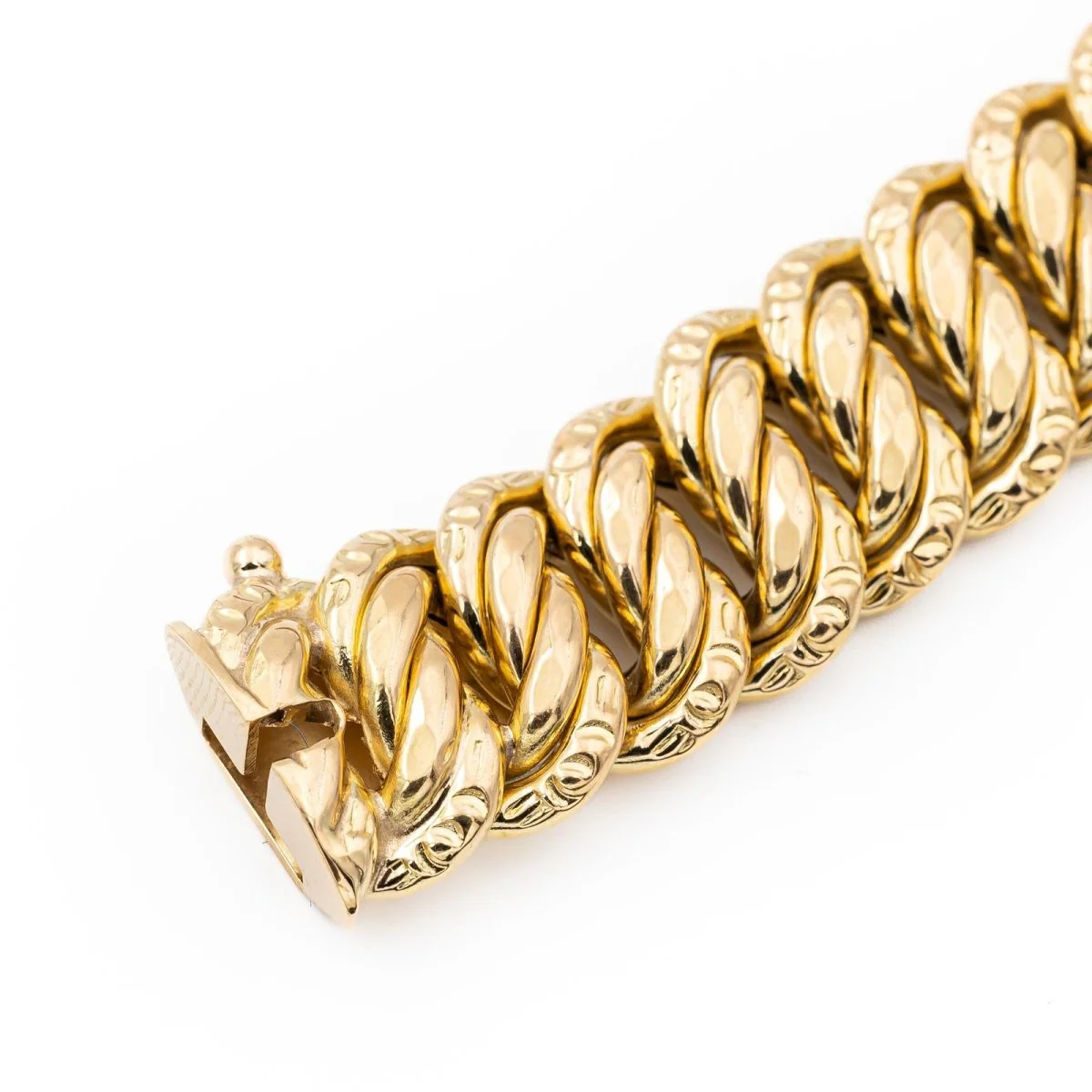 Bracelet Gourmette maille américaine en or jaune - Image 7
