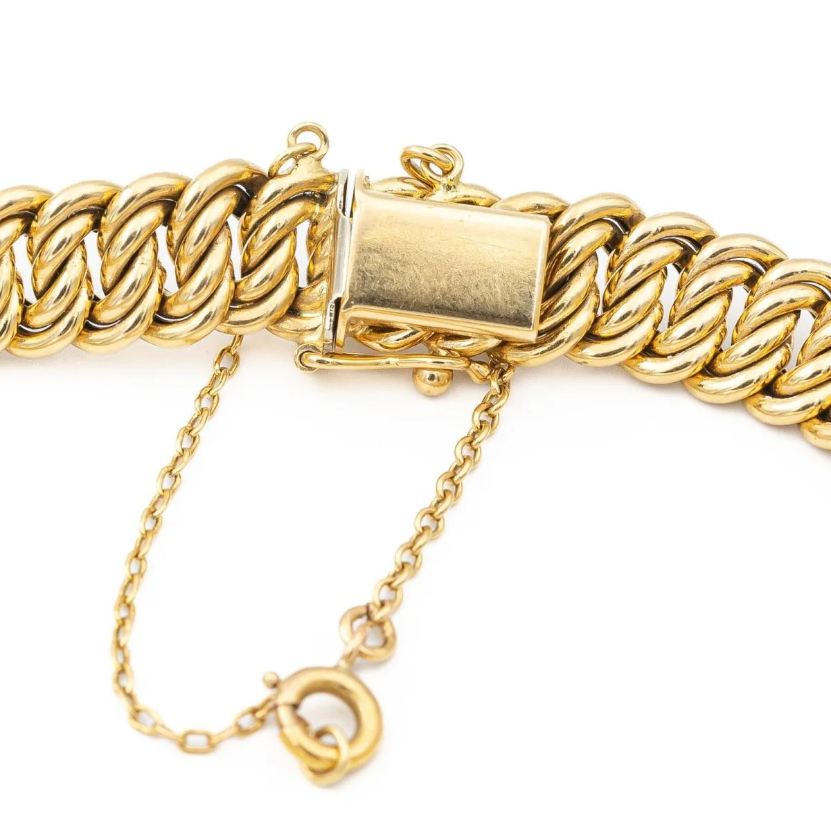 Bracelet Gourmette maille américaine en or jaune - Image 3