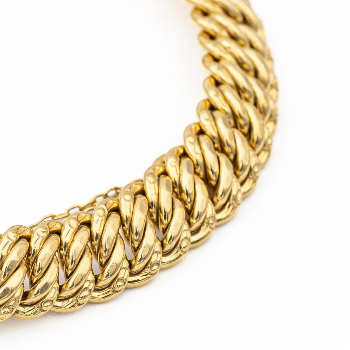 Bracelet Gourmette maille américaine en or jaune - Image 4