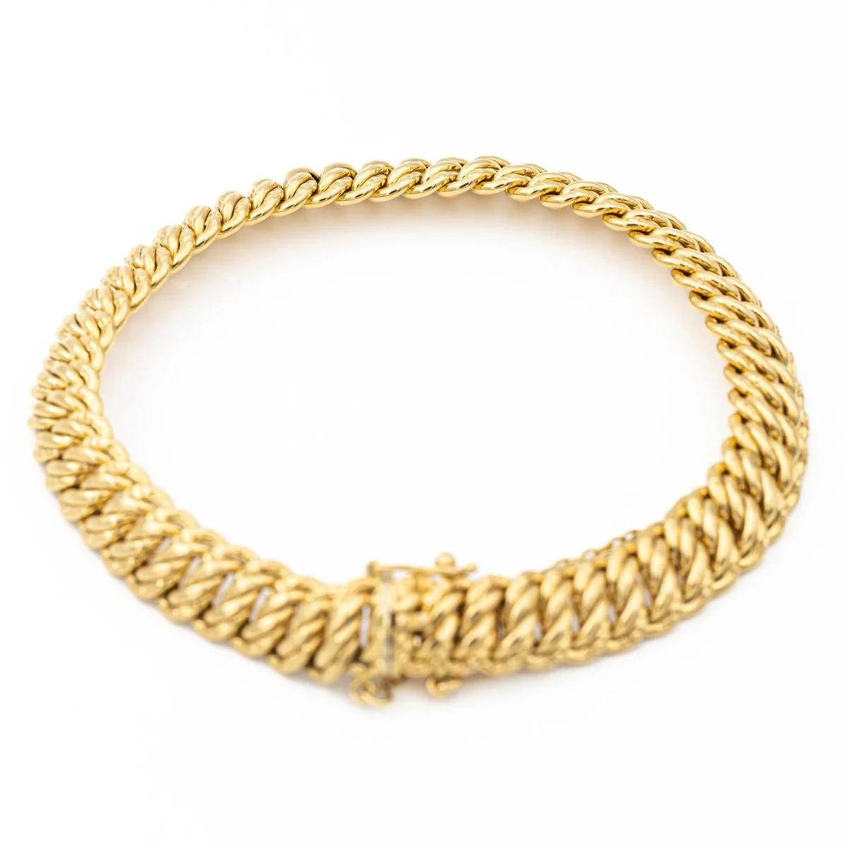 Bracelet Gourmette maille américaine en or jaune - Image 5