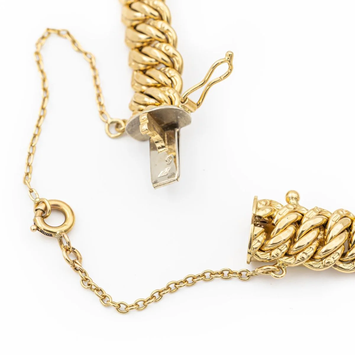 Bracelet Gourmette maille américaine en or jaune - Image 7