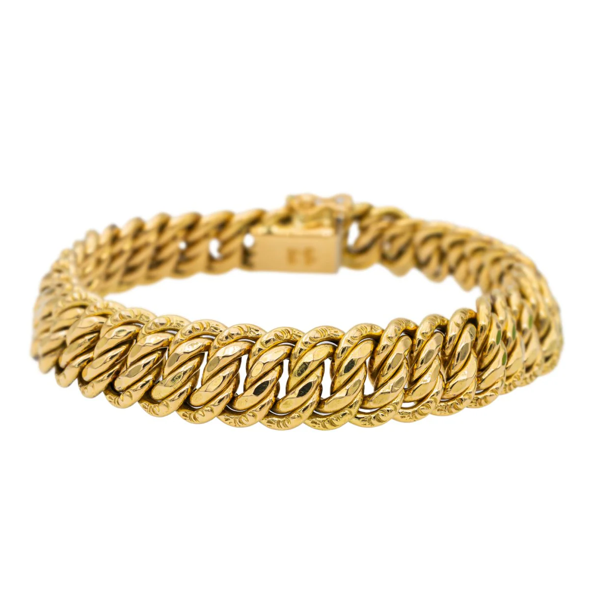 Bracelet Maille américaine en or jaune et saphir