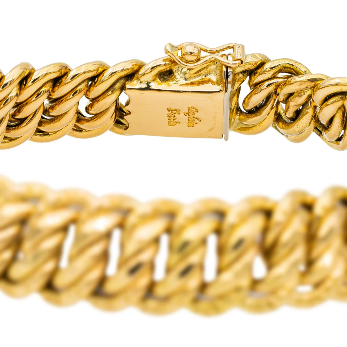 Bracelet Maille américaine en or jaune et saphir - Image 4