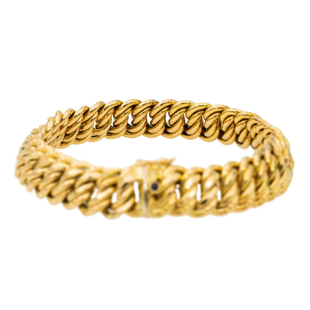 Bracelet Maille américaine en or jaune et saphir - Image 5