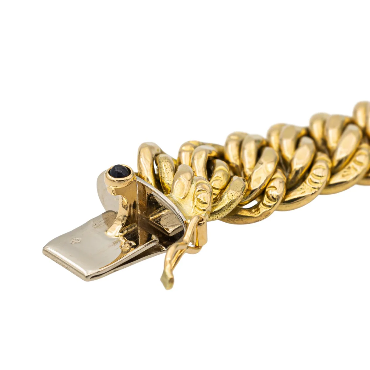 Bracelet Maille américaine en or jaune et saphir - Image 6