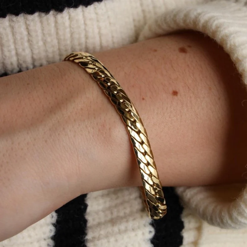 Bracelet Gourmette maille anglaise en or jaune - Image 2
