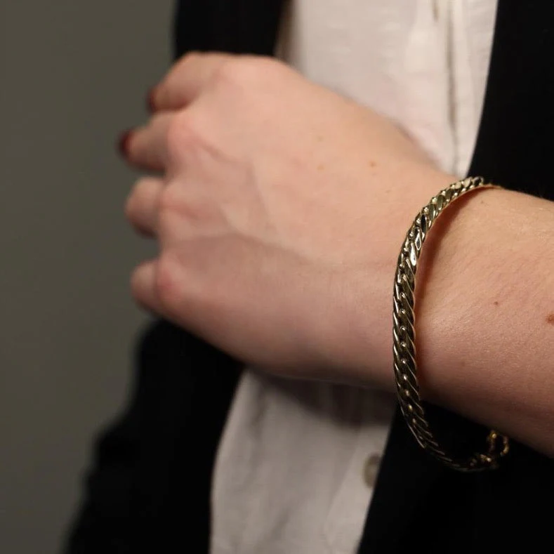 Bracelet Gourmette maille anglaise en or jaune - Image 2