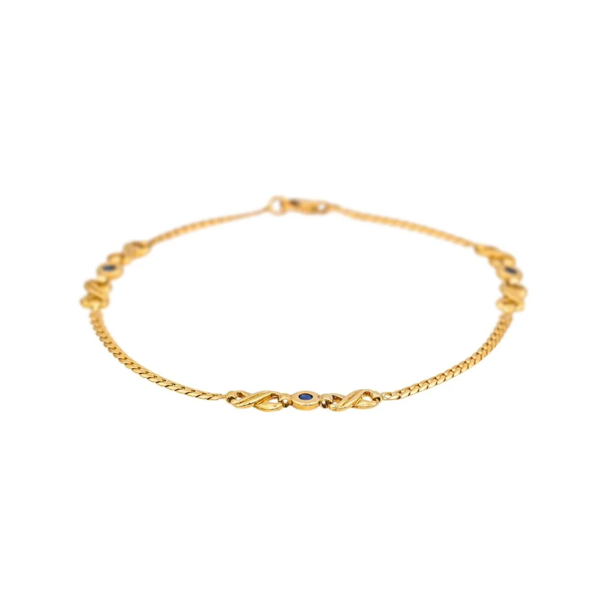 Bracelet Maille en or jaune et saphirs