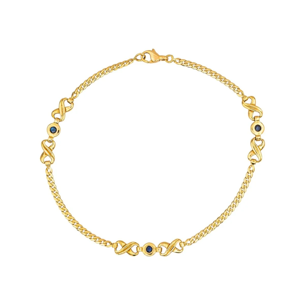 Bracelet Maille en or jaune et saphirs - Image 4