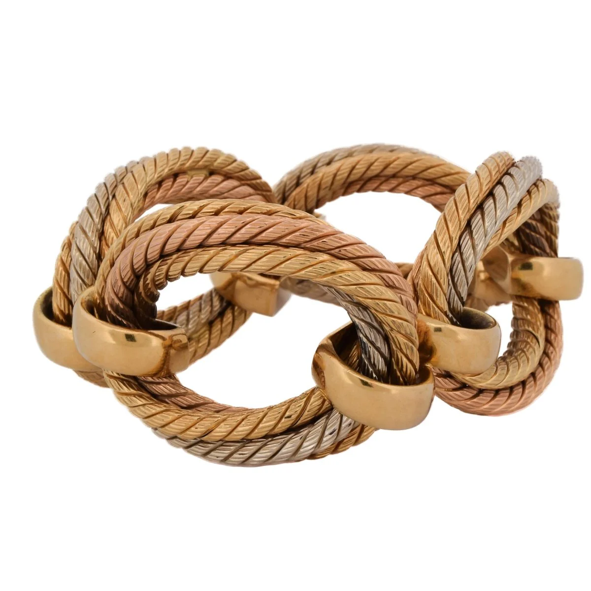 Bracelet Maille CARLO WEINGRILL en or blanc, or jaune et or rose