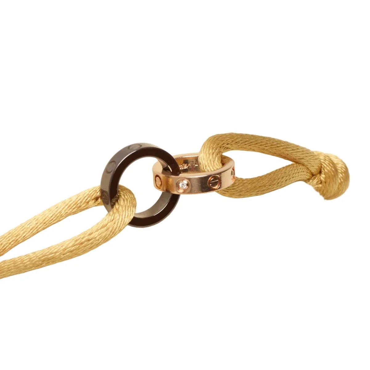 Bracelet Maille CARTIER "Love" en or rose, céramique et diamants - Image 3