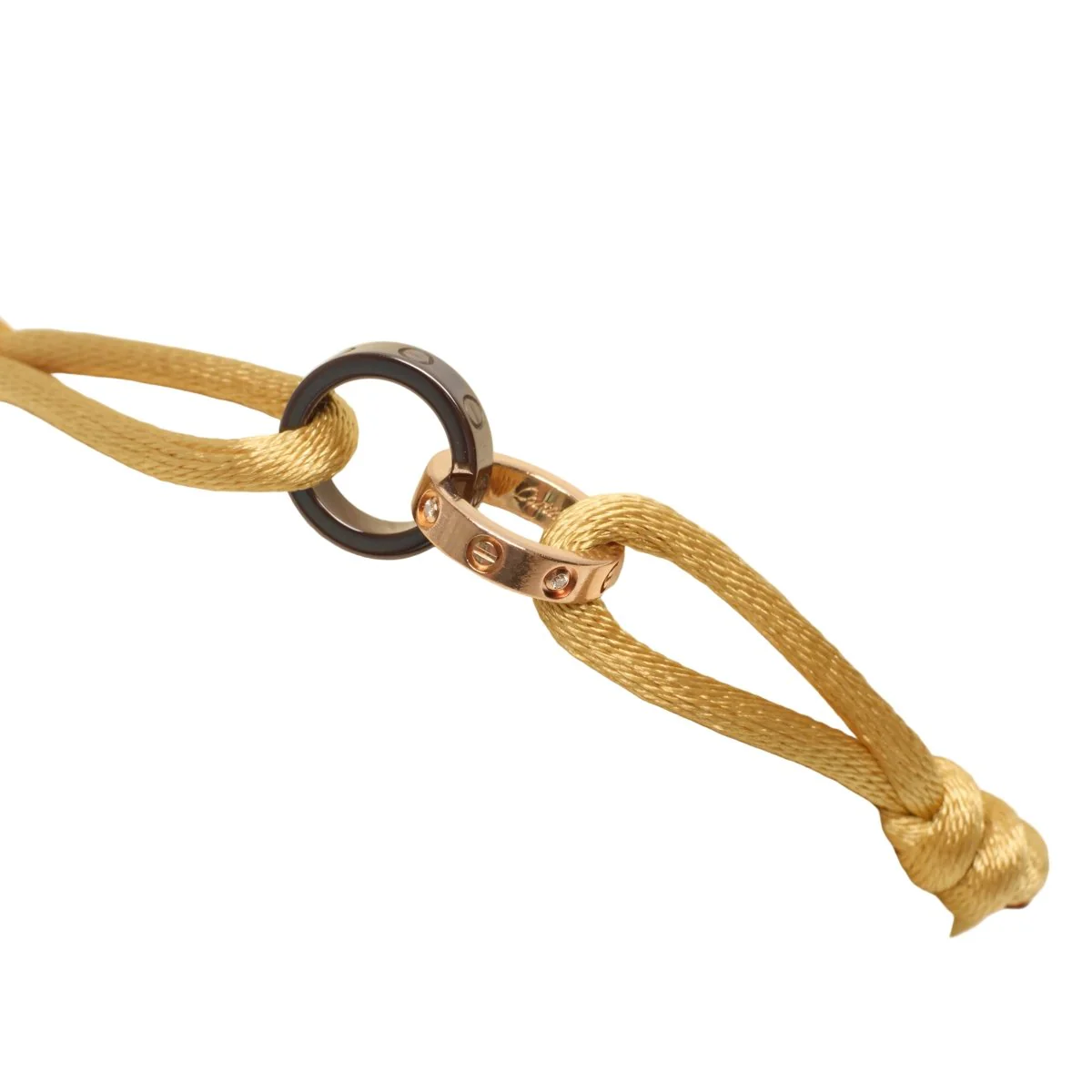 Bracelet Maille CARTIER "Love" en or rose, céramique et diamants - Image 4
