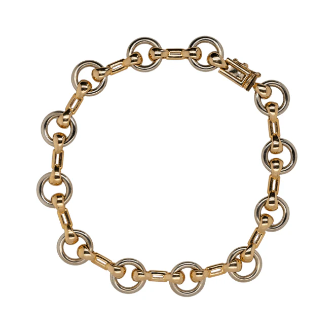 Bracelet Maille CARTIER "Nouveau JCC" en or jaune et or blanc - Image 5