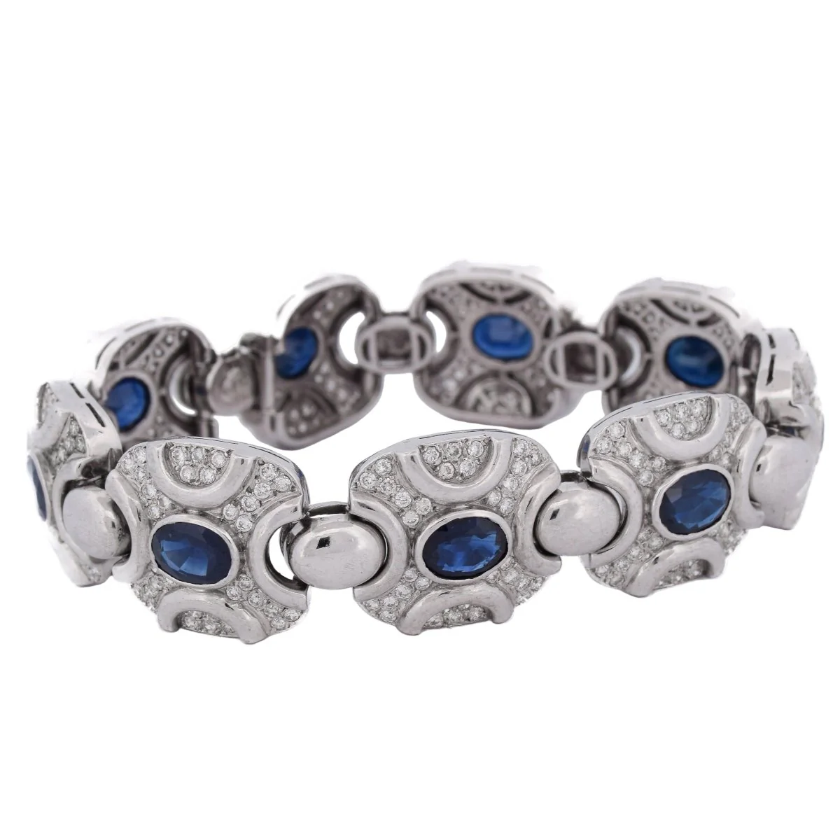 Bracelet Maille en or blanc, saphirs et diamants