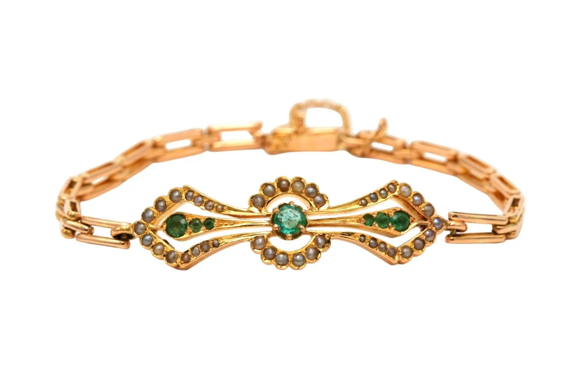 Bracelet Maille en or jaune et émeraudes
