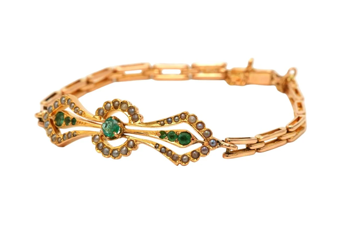 Bracelet Maille en or jaune et émeraudes - Image 2