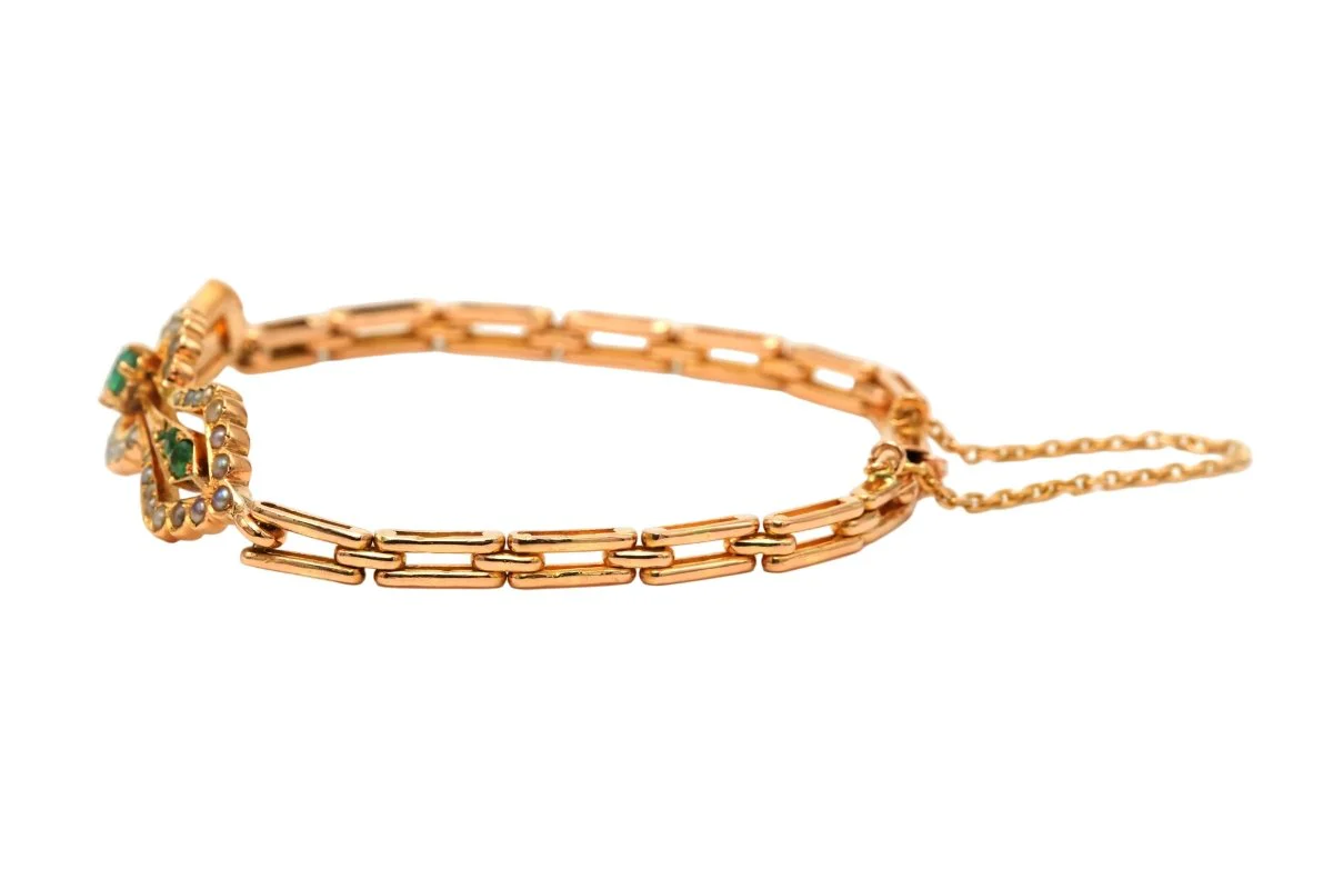 Bracelet Maille en or jaune et émeraudes - Image 3