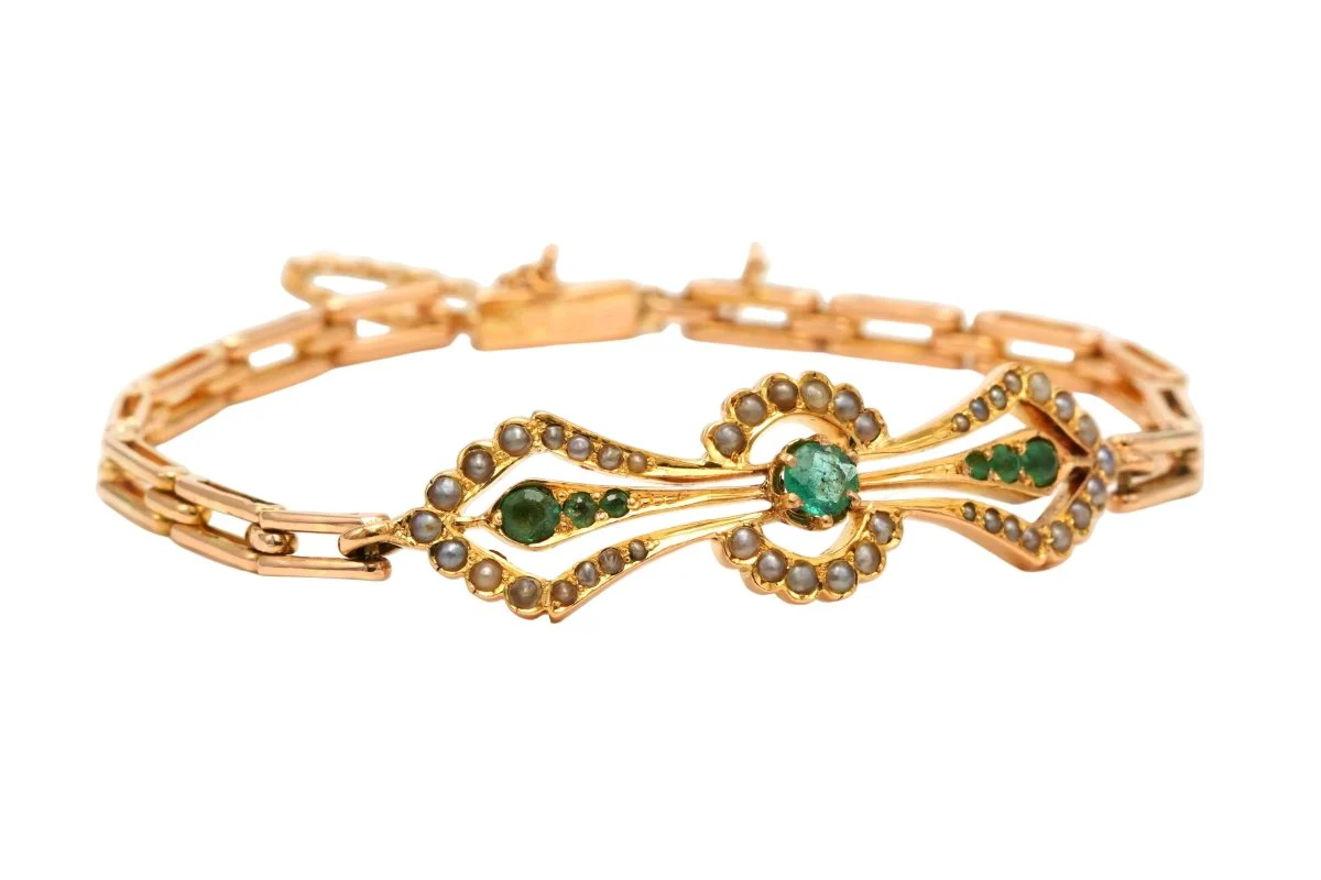 Bracelet Maille en or jaune et émeraudes - Image 7