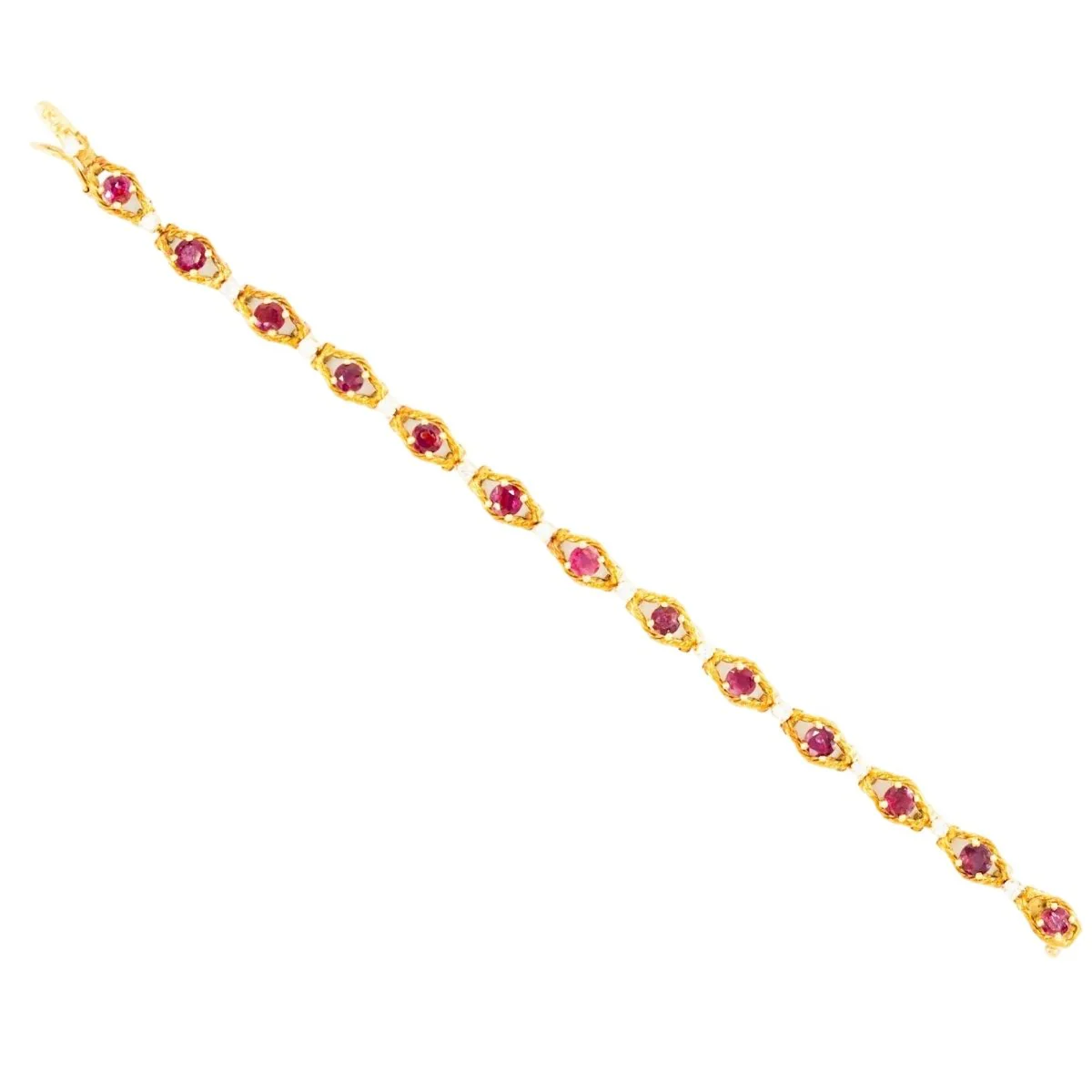 Bracelet Maille en or jaune, rubis et diamants - Image 3