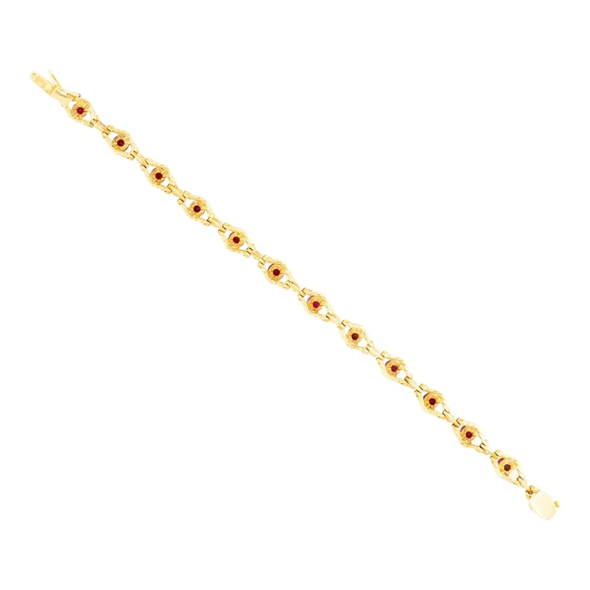 Bracelet Maille en or jaune, rubis et diamants - Image 5