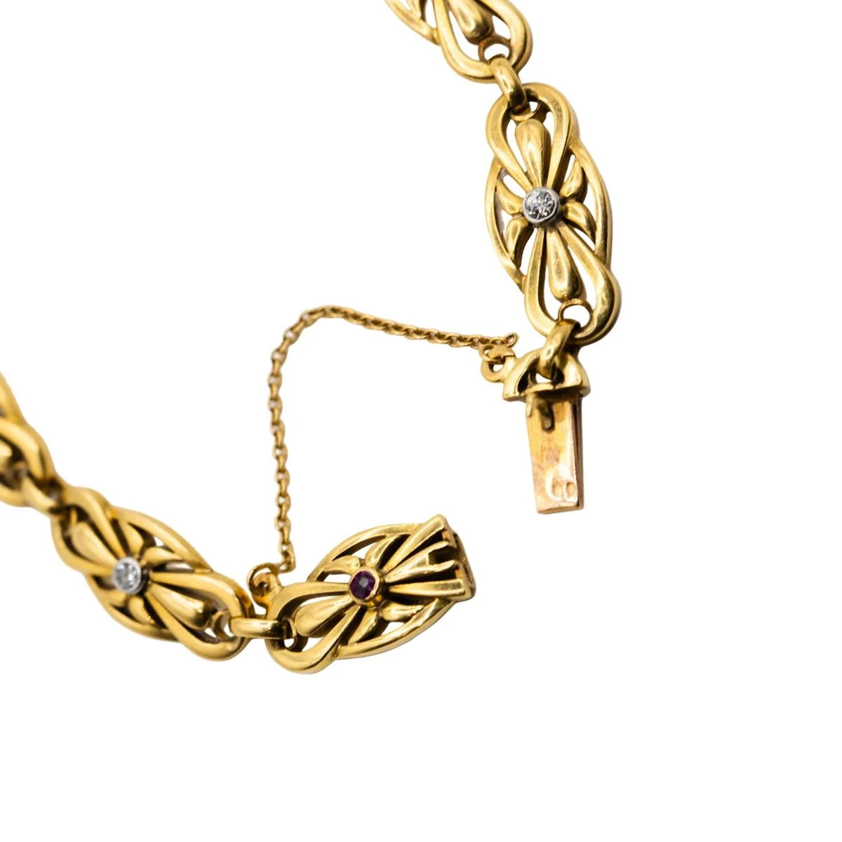 Bracelet Maille en or jaune, rubis et diamants - Image 4