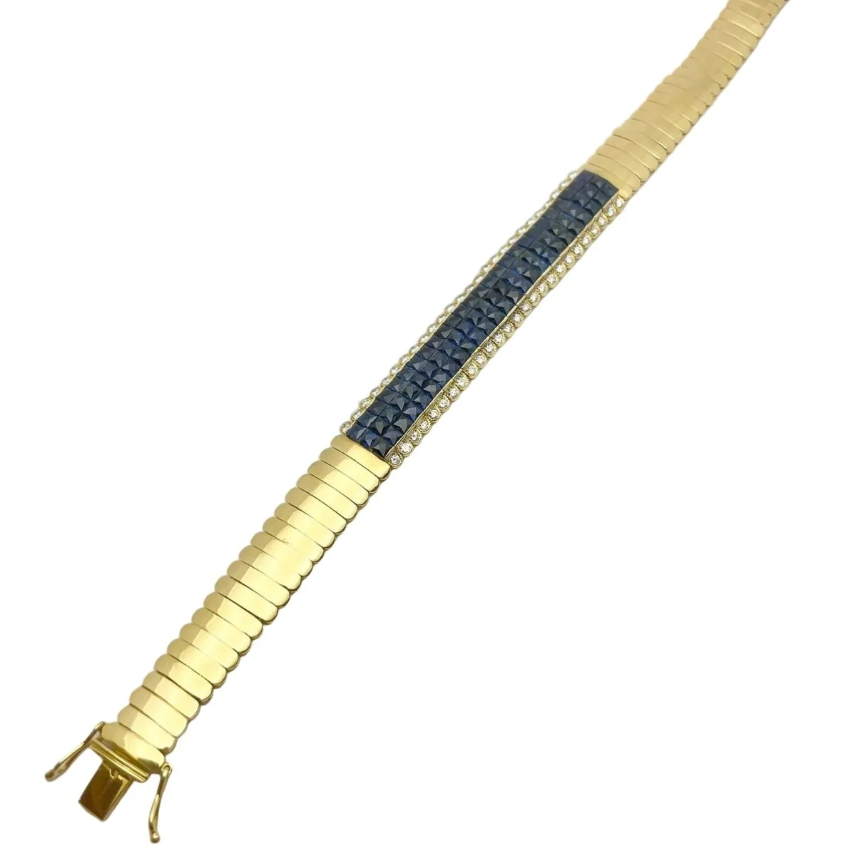 Bracelet Maille en or jaune, saphirs et diamants - Image 7