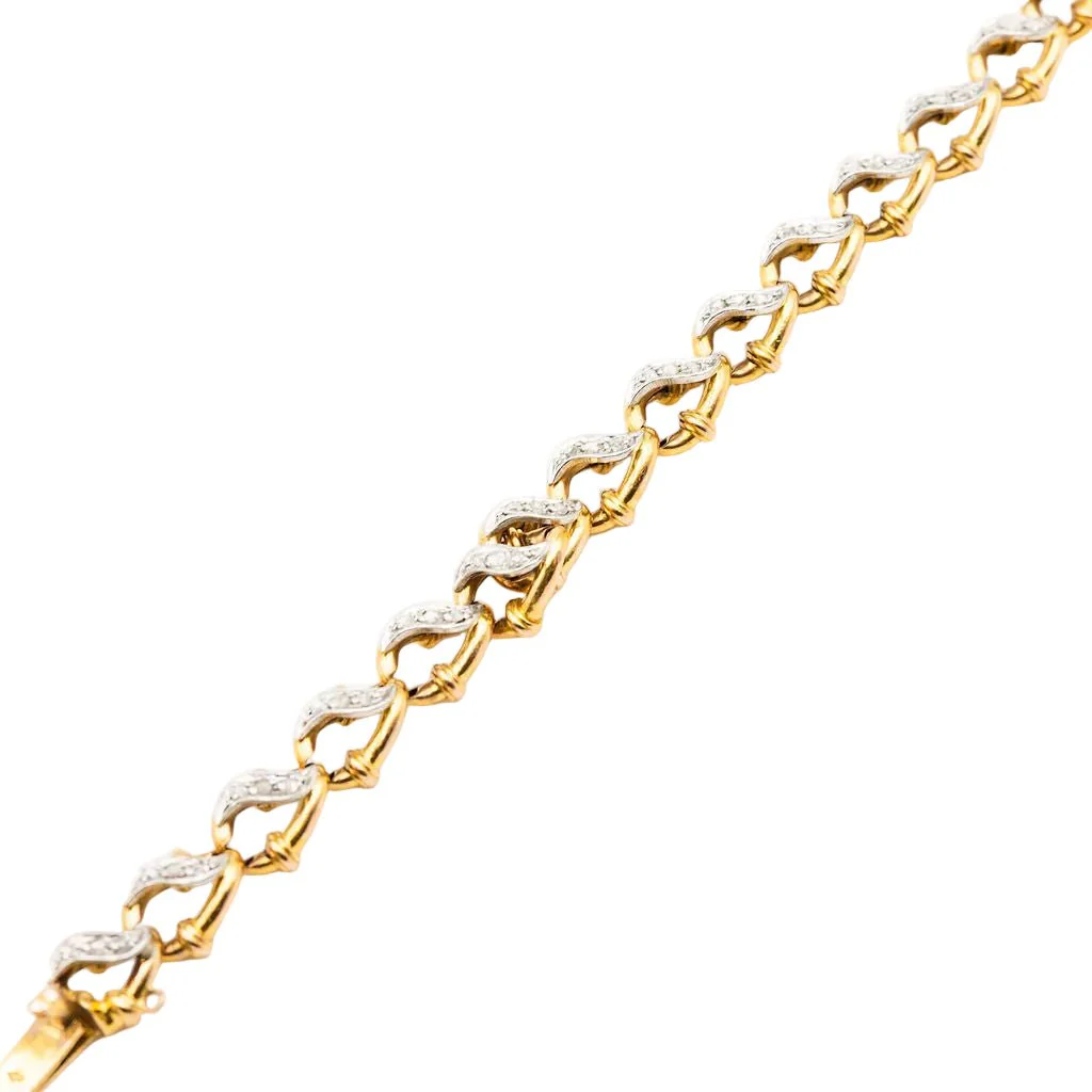 Bracelet Maille en or jaune, or blanc et diamants - Image 3