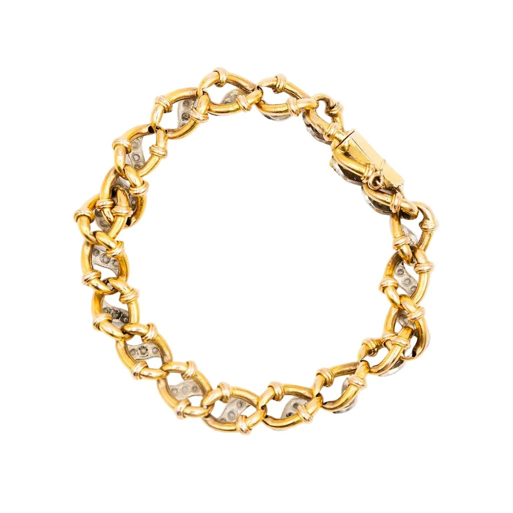 Bracelet Maille en or jaune, or blanc et diamants - Image 4