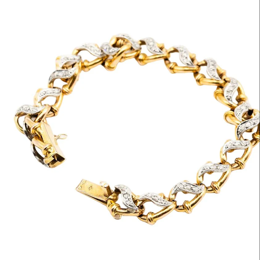 Bracelet Maille en or jaune, or blanc et diamants - Image 5
