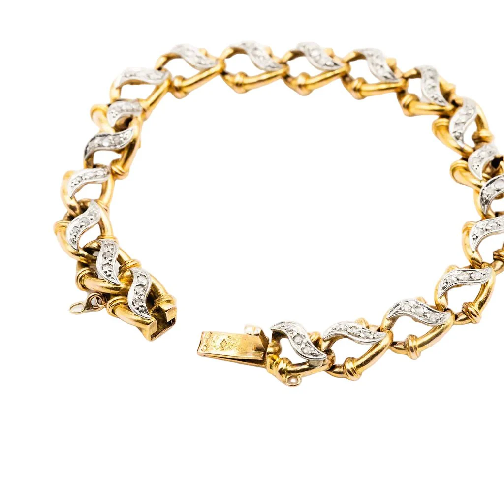 Bracelet Maille en or jaune, or blanc et diamants - Image 6
