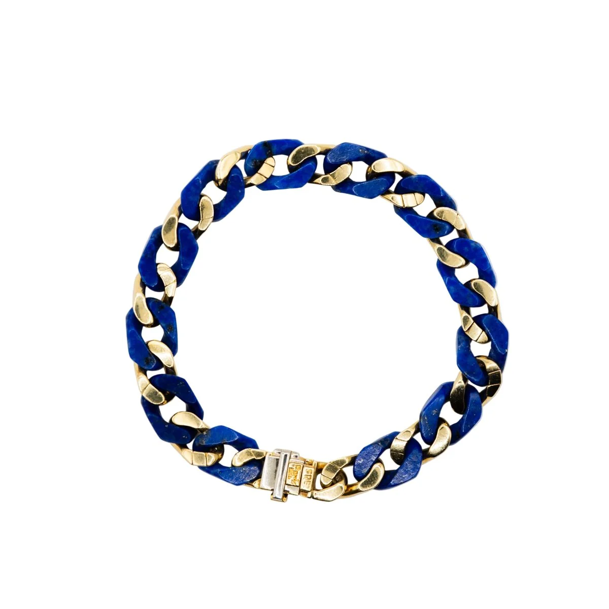Bracelet Maille gourmette FRED en or jaune, lapis-lazuli et diamants - Image 5