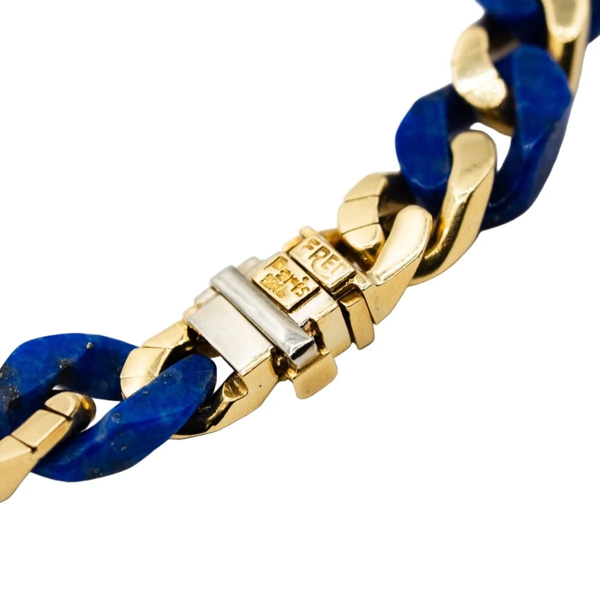 Bracelet Maille gourmette FRED en or jaune, lapis-lazuli et diamants - Image 6